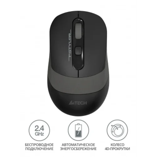 Мышь A4Tech Fstyler FG10 черный/серый оптическая (2000dpi) беспроводная USB (4but)